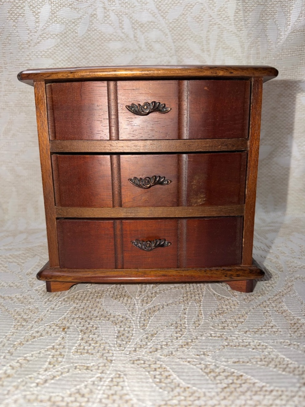 NORLEANS Vintage JAPAN Musical Wood 3 Drawer Jewelry Box